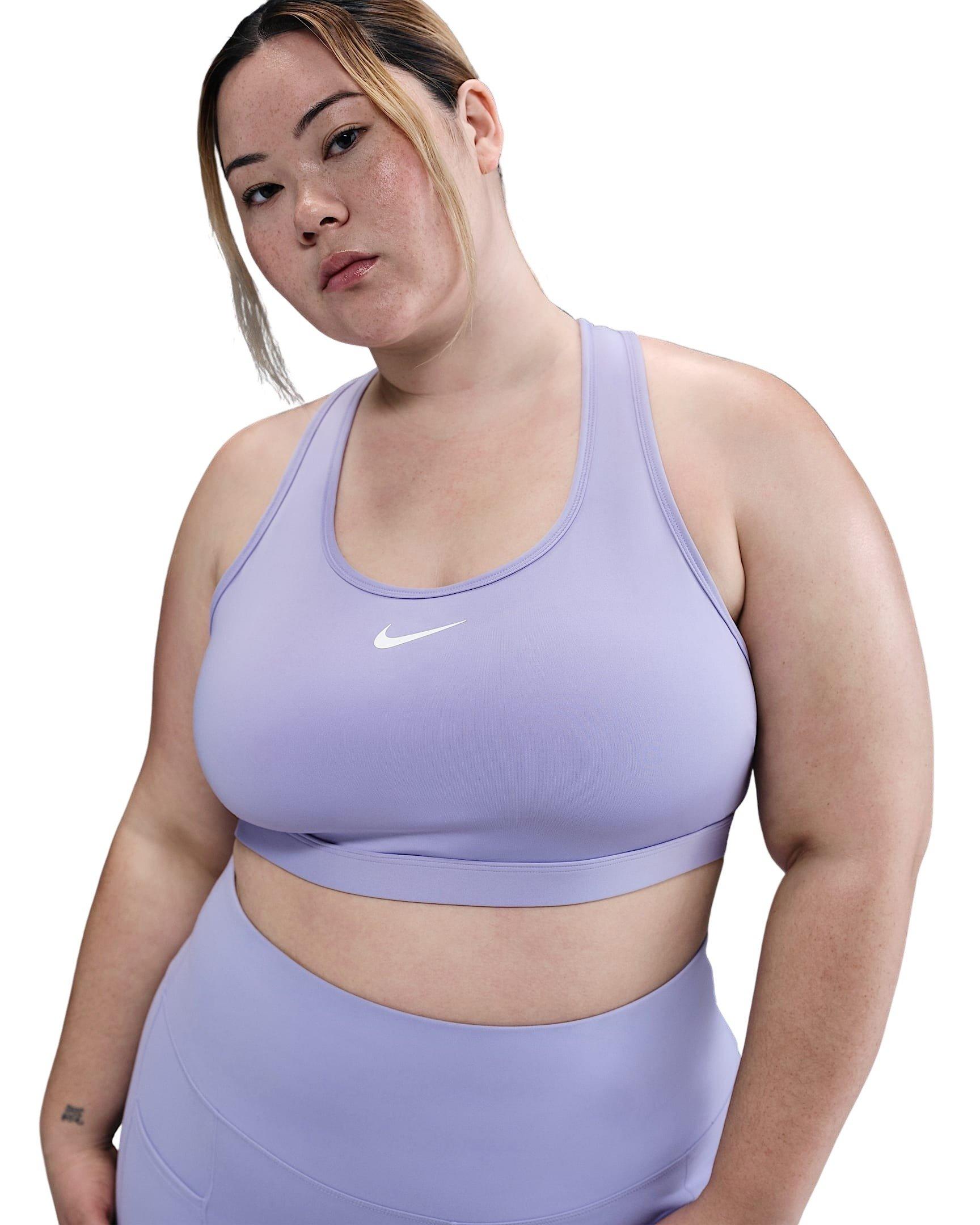 Nike Women's Med Swoosh Padded Sports Bra - Purple - PURPLE
